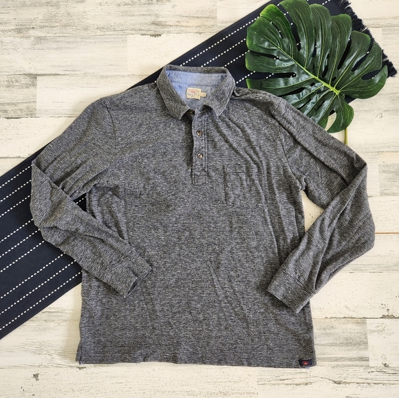 Faherty Long Sleeve Luxe Collared Heather Polo Grey Size Large - Picture 1 of 8